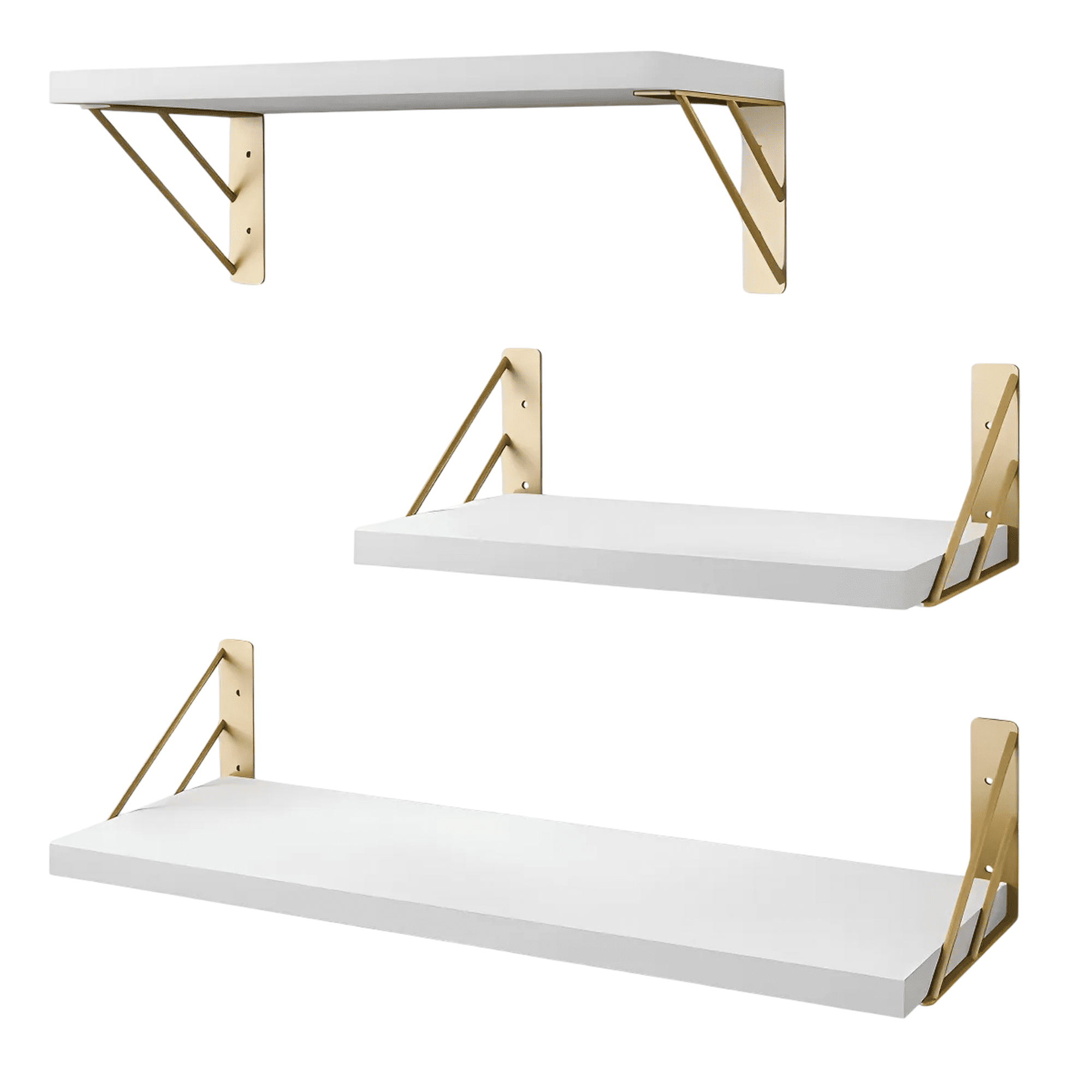 Repisas Flotantes Belug Estante De Madera Multipropósito Para Baño Color Blanco Y Oro