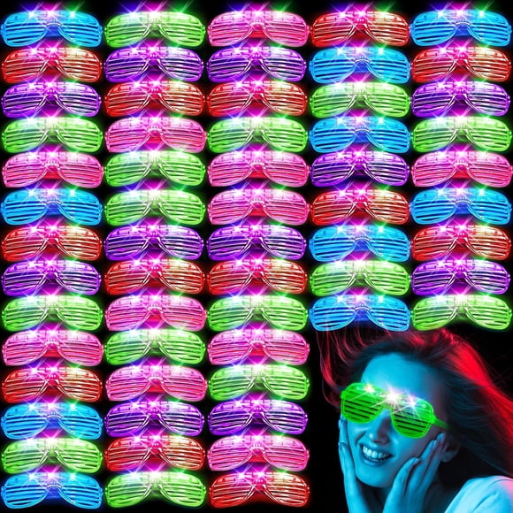 Gafas de Fiesta SHQDD Paquete de 64 con Luz LED en 5 Colores
