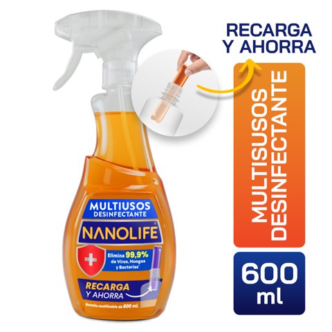 Nanolife - Multiusos Desinfectante - 600 Ml - Botella Reutilizable
