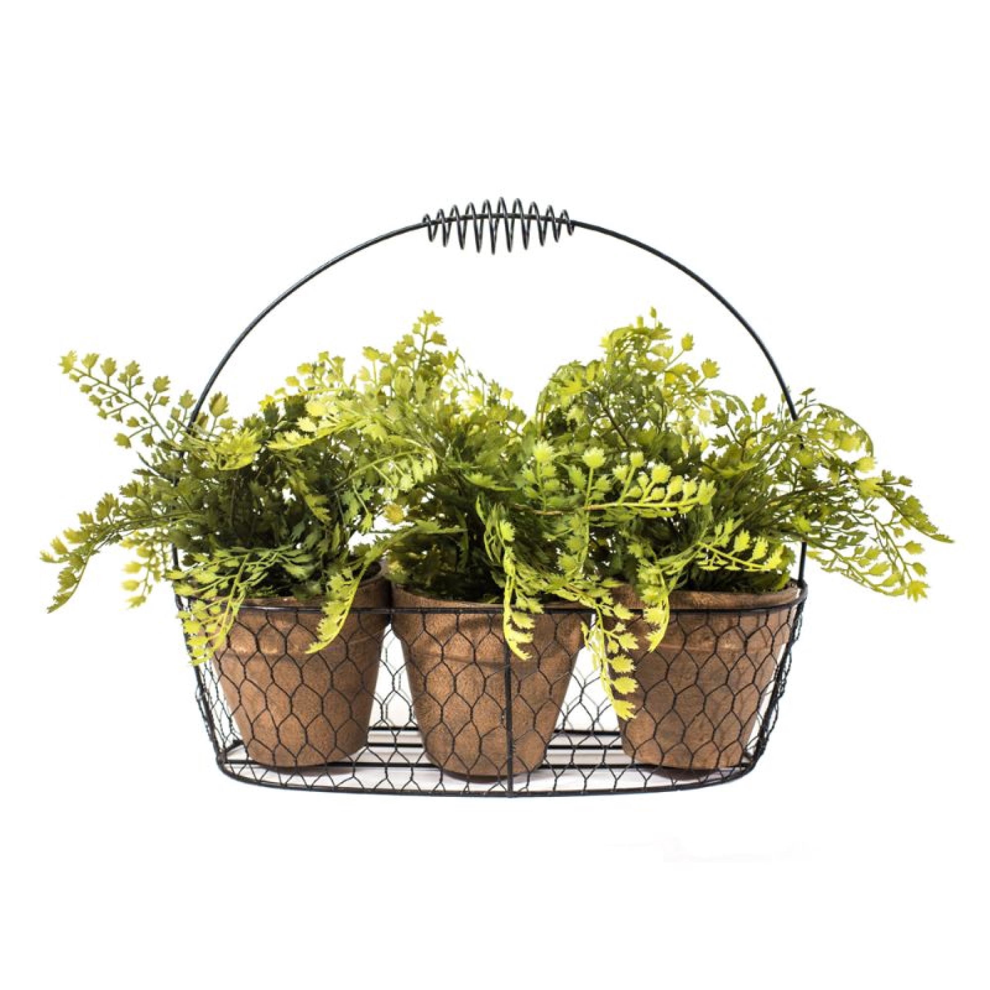 Planta Decorativa Decorativas 3 Canasto Metalico