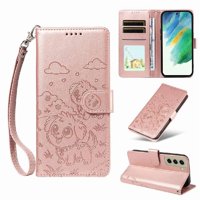 Funda Billetera Foxdock Compatible Con Samsung Galaxy S21 Fe, Diseño Perrito Tierno, Ranuras Para Tarjetas Y Soporte Plegable