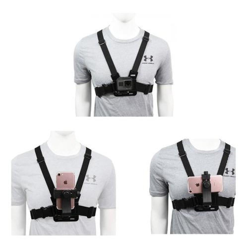 Genérico - Arnes De Pecho 2 En 1 Para Gopro Y Celular, Cámara De Acción