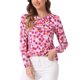 thumbnail image 4 of INSPIRE CHIC Blusa de Manga Larga con Cuello Volante para Mujer de Regreso a Clases Día de San Valentín M Rosa Claro-Puntos, 4 of 6