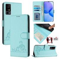 Funda Tipo Cartera Foxdock Para Tcl 40R Con Soporte, Ranuras, Rfid, Diseño De Gato