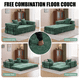 thumbnail image 3 of Floor Couch,Compression Sofa,Convertible Floor Sofa Bed-with Pillow Back Support Armrest,Comfy Futon Couch Lounge Sleeper Bed,Chenille fabric,for Living Room Bedroom (dark green), 3 of 3