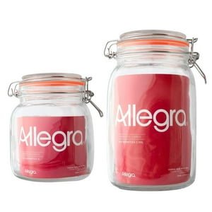 Set 2 Frascos Con Tapa Hermetica 1000Ml + 1450Ml Allegra
