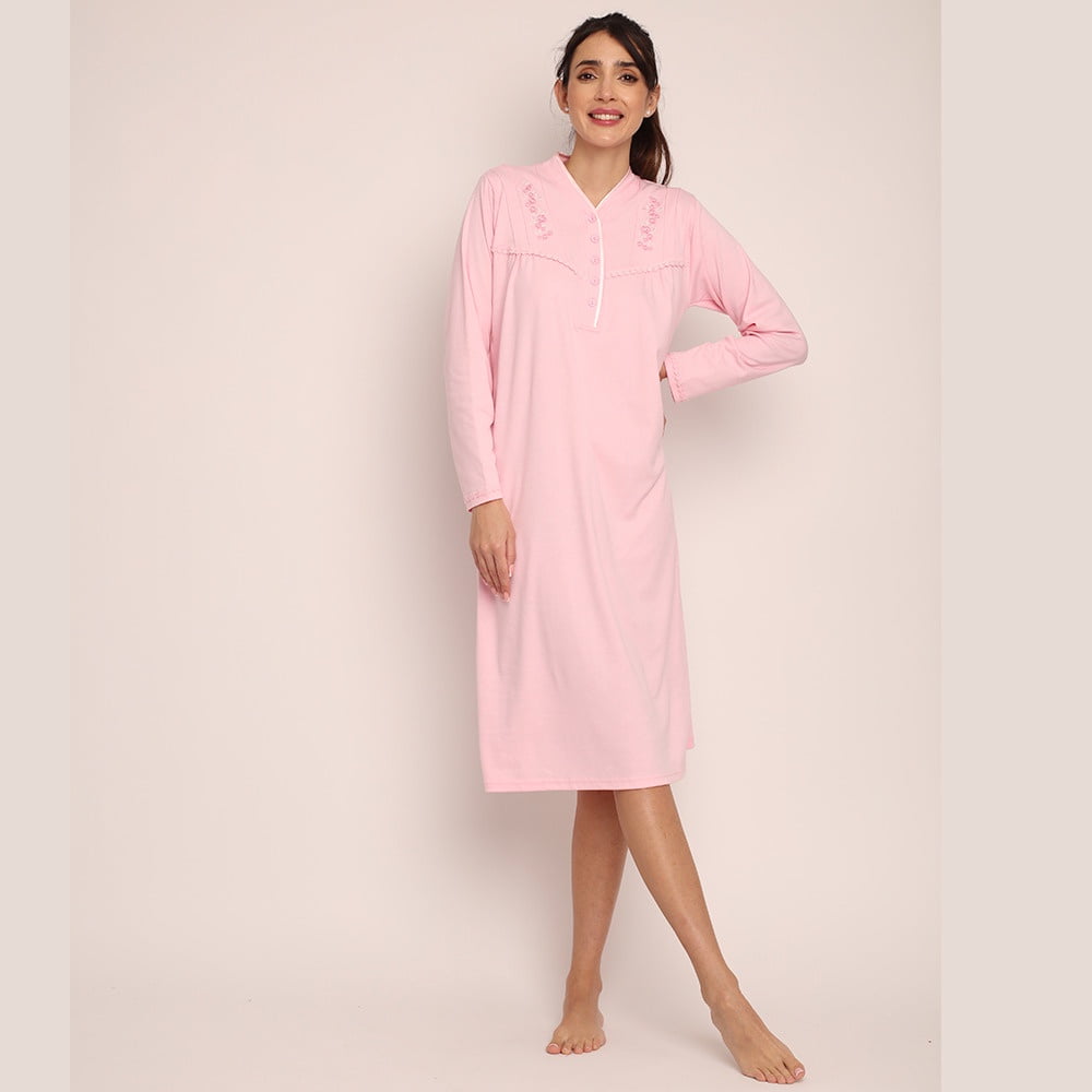 Mon Amour - Camisa Algodón Liso Con Bordado Y Cuello Satín 261124 - Xl