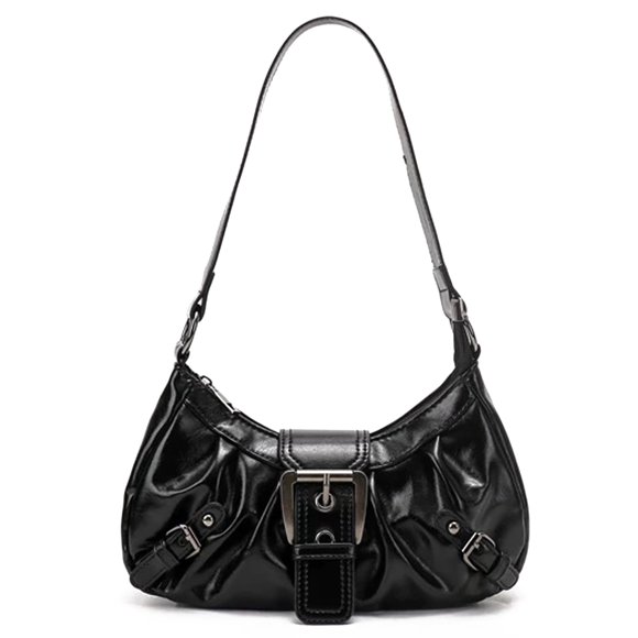 Bolso AFMKTICA Y2K estilo hobo con cierre tipo clutch en negro intenso