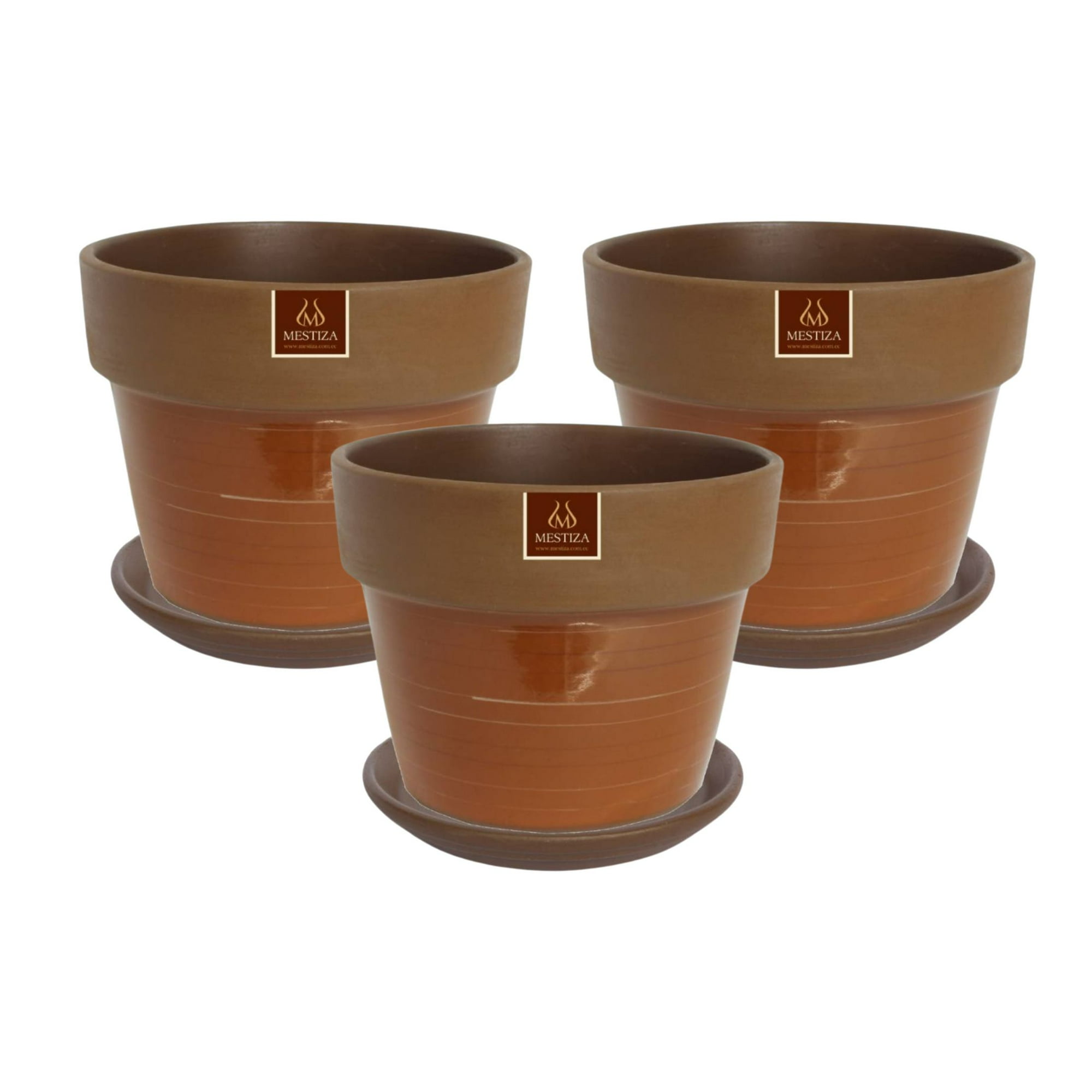 Pottery - Set De 3 Maceta Greta 19cm Mamey Y Sus Platos