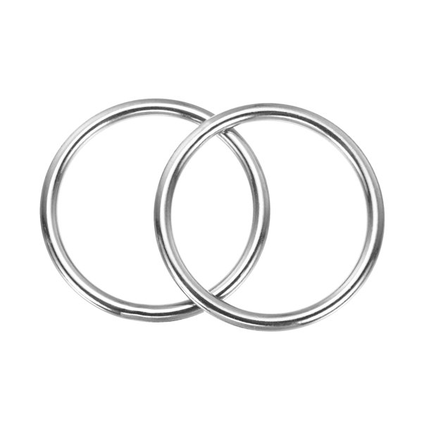 Uxcell Anillos en O de Metal de 2.4 Pulgadas, Hebillas Redondas Soldadas Plateadas, Anillos de Bolsas de Hardware de Acero Inoxidable