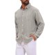 thumbnail image 4 of INSPIRE CHIC Camisa de Hombre Casual de Manga Larga de Seersucker a Rayas con Bolsillo en el Pecho XL Negro Gris, 4 of 5