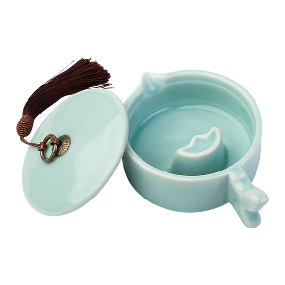 Cerámica Caligrafía Inkstone Pintura Inkslab Dibujo Inkstone Dish Ink Dish con cubierta para herramienta de práctica Caligrafía china , Azul