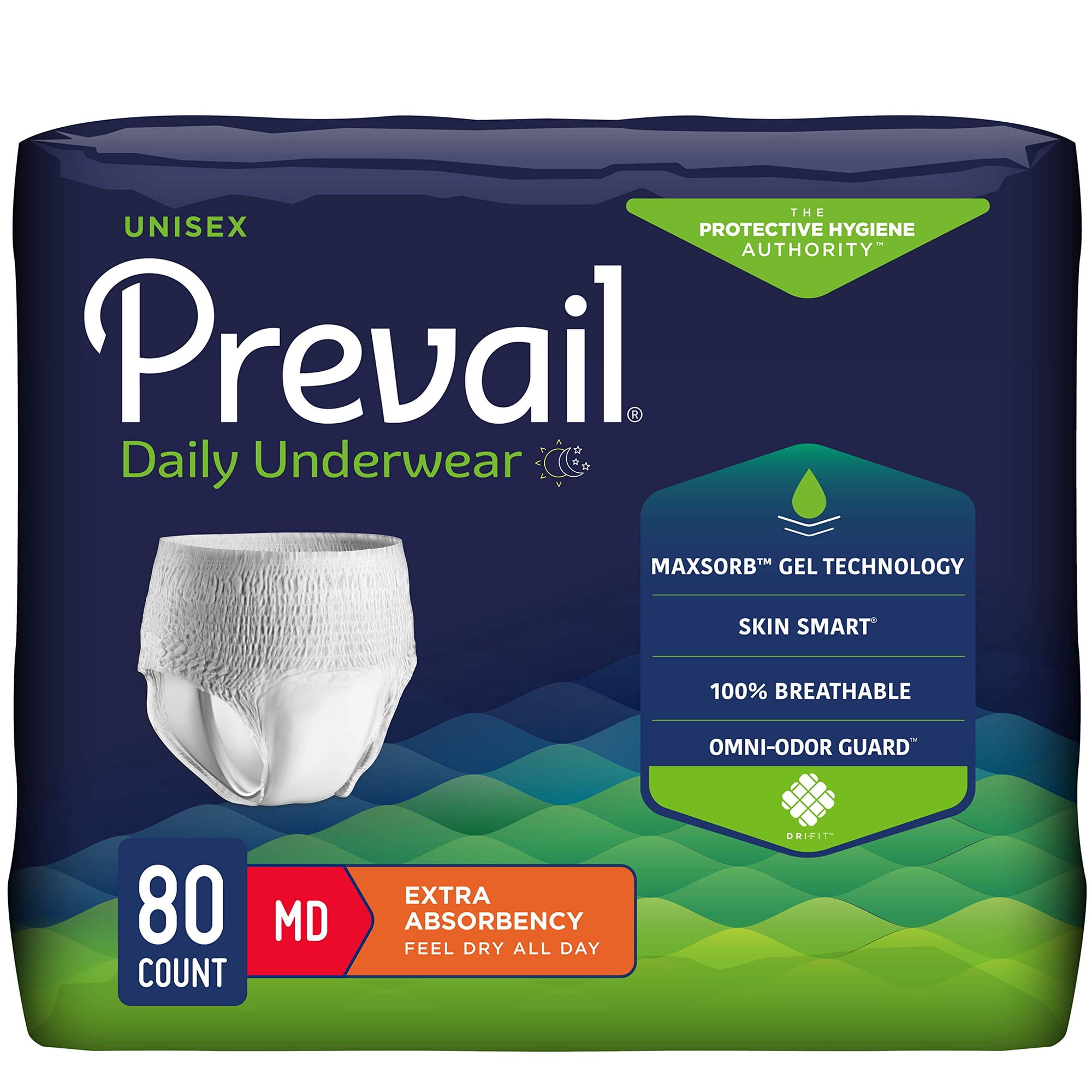 Ropa Interior Para Adultos Para Incontinencia Prevail Daily Unisex, Talla Mediana, 80 °c
