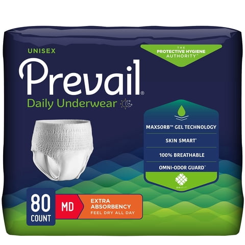 Ropa Interior Para Adultos Para Incontinencia Prevail Daily Unisex, Talla Mediana, 80 °C