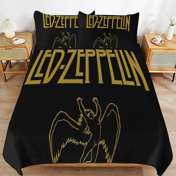 Led Zeppelin Complete Bed Solution Long Thread Use Durable Zip Soft Touch Duvet Cover Sets Practicality