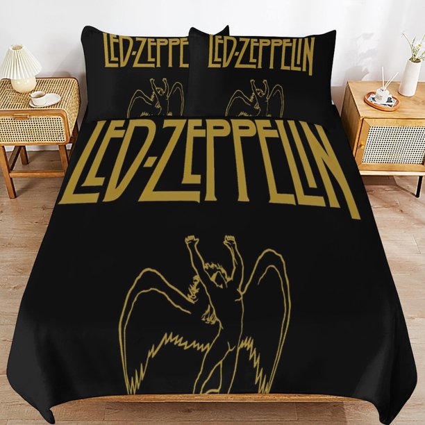 Led Zeppelin Complete Bed Solution Long Thread Use Durable Zip Soft Touch Duvet Cover Sets Practicality
