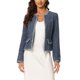 thumbnail image 1 of INSPIRE CHIC Blazer corto de oficina abierto de tweed a cuadros para mujer 3XL azul oscuro, 1 of 6