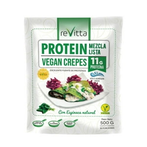 Revitta Wellness - Crepes Vegano/Vegetal + Proteína 500 Grs. Mezcla Lista (Solo Agua) Sabor Espinaca