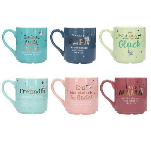 Taza de porcelana Angel de la guarda con texto en aleman