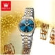 thumbnail image 1 of Reloj de Pulsera Lujo Mujer Cuarzo, Esfera Azul, Circonias Brillantes, 1 of 3