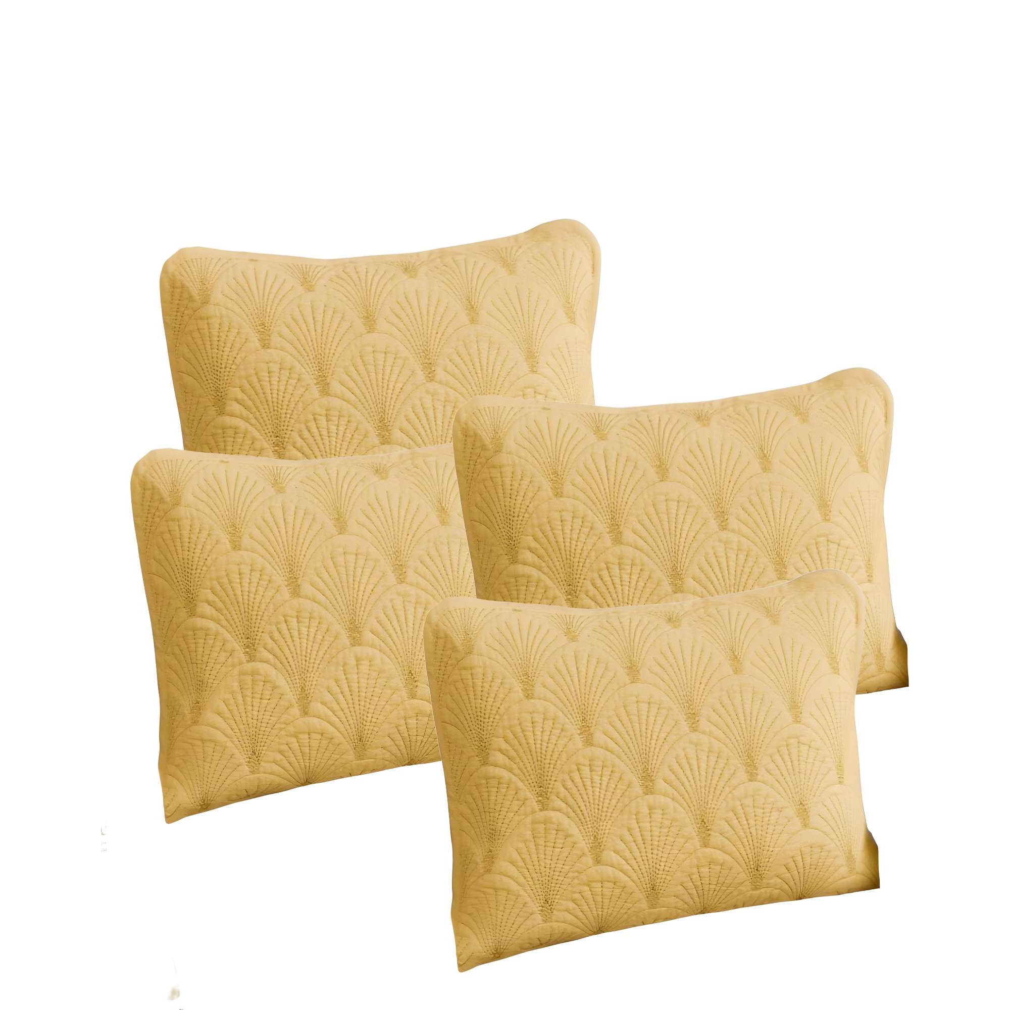 Genérico - Pack De 4 Fundas De Cojin Serie Abanico 30x50 Cm Amarillo