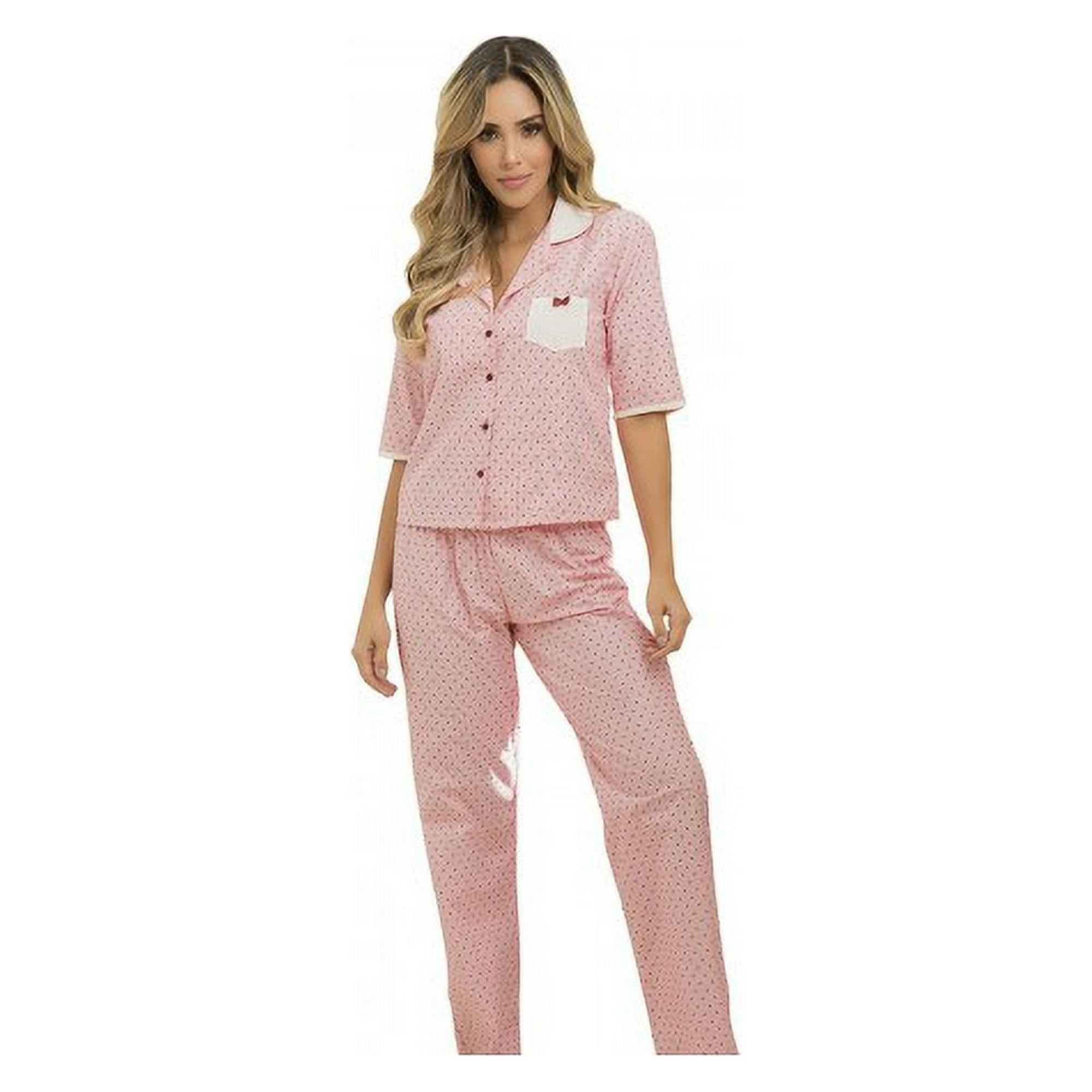 Pijama Pantalon Largo Rosa Estampado 7825 (L)