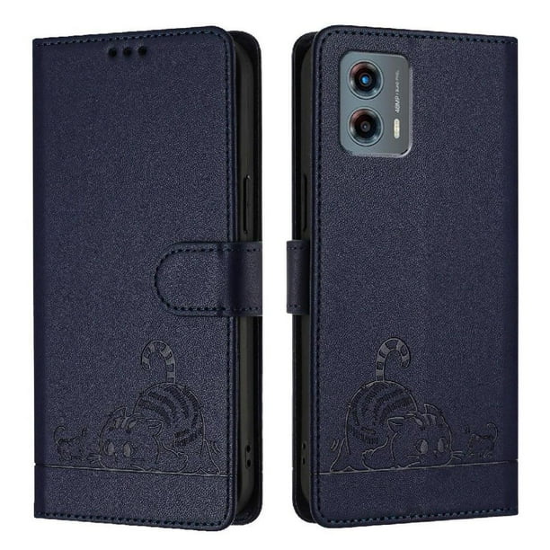 Funda tipo cartera FOXDOCK para Motorola MOTO G 5G 2023 con soporte, ranuras, RFID, diseño de gato