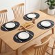 thumbnail image 3 of Juego de 6 manteles individuales de cuero para decoración de mesa de comedor de cocina, lavables, resistentes al calor, manteles individuales negro y dorado de 16.9x11.8 pulgadas, 3 of 6