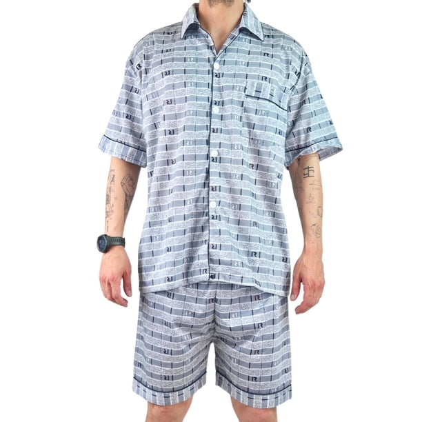 Pijama Hombre Verano Short Y Polera Con Botones 483