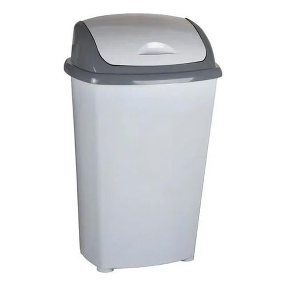Basurero Plástico Baño Cocina 30 Litros Tapa Vaivén Color Gris
