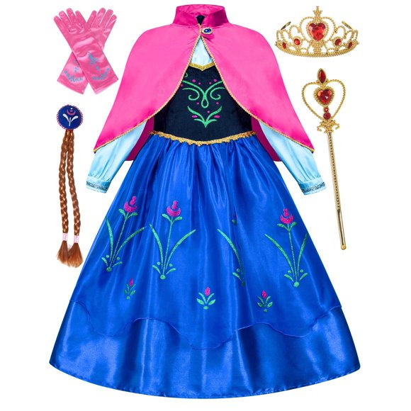 Disfraz de Princesa Avady para Niñas Pequeñas Vestido con Capa y Corona 7-8 Años