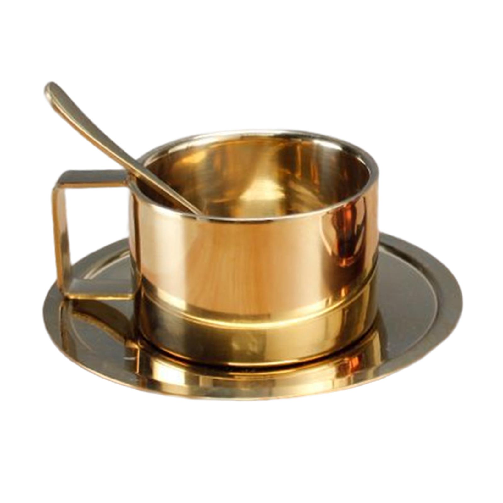 Magideal - De Tazas De Expreso De Material Acero Inoxidable Con Aislamiento, Taza De De Más Leche De Material Acero Inoxidable De Doble Pared Con 200Ml Dorado