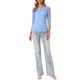 thumbnail image 2 of INSPIRE CHIC Blusa de Encaje Floral de Halloween para Mujer, Manga 3/4, Cuello Redondo, Talla L, Azul Cielo, 2 of 6