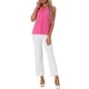 thumbnail image 2 of INSPIRE CHIC Blusa sin mangas de gasa con cuello en V para mujer, para oficina, L Rosa Fucsia, 2 of 6