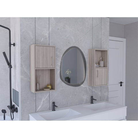 Tuhome - Set X2 Muebles Auxiliares De Baño 60,1X30X16 Cm Bardolino