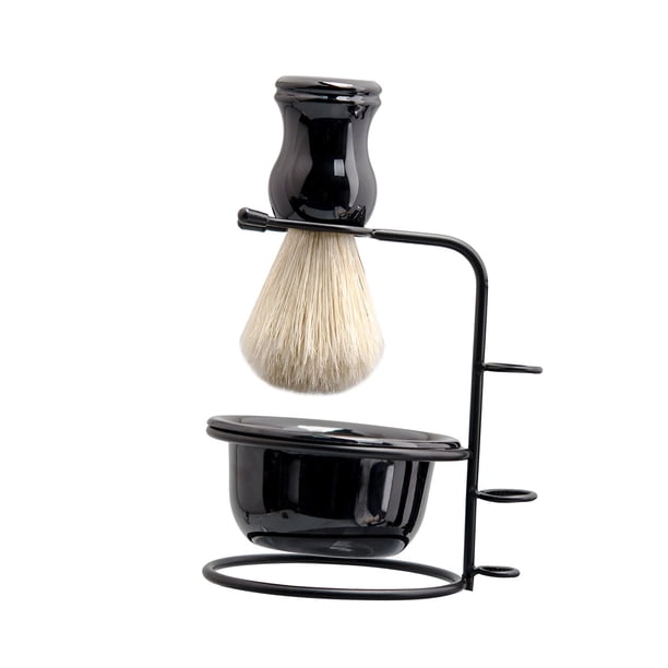 Juego de brochas de afeitar premium con brocha de afeitar, recipiente para jabón y maquinilla de afeitar manual para hombre, soporte para soporte de a