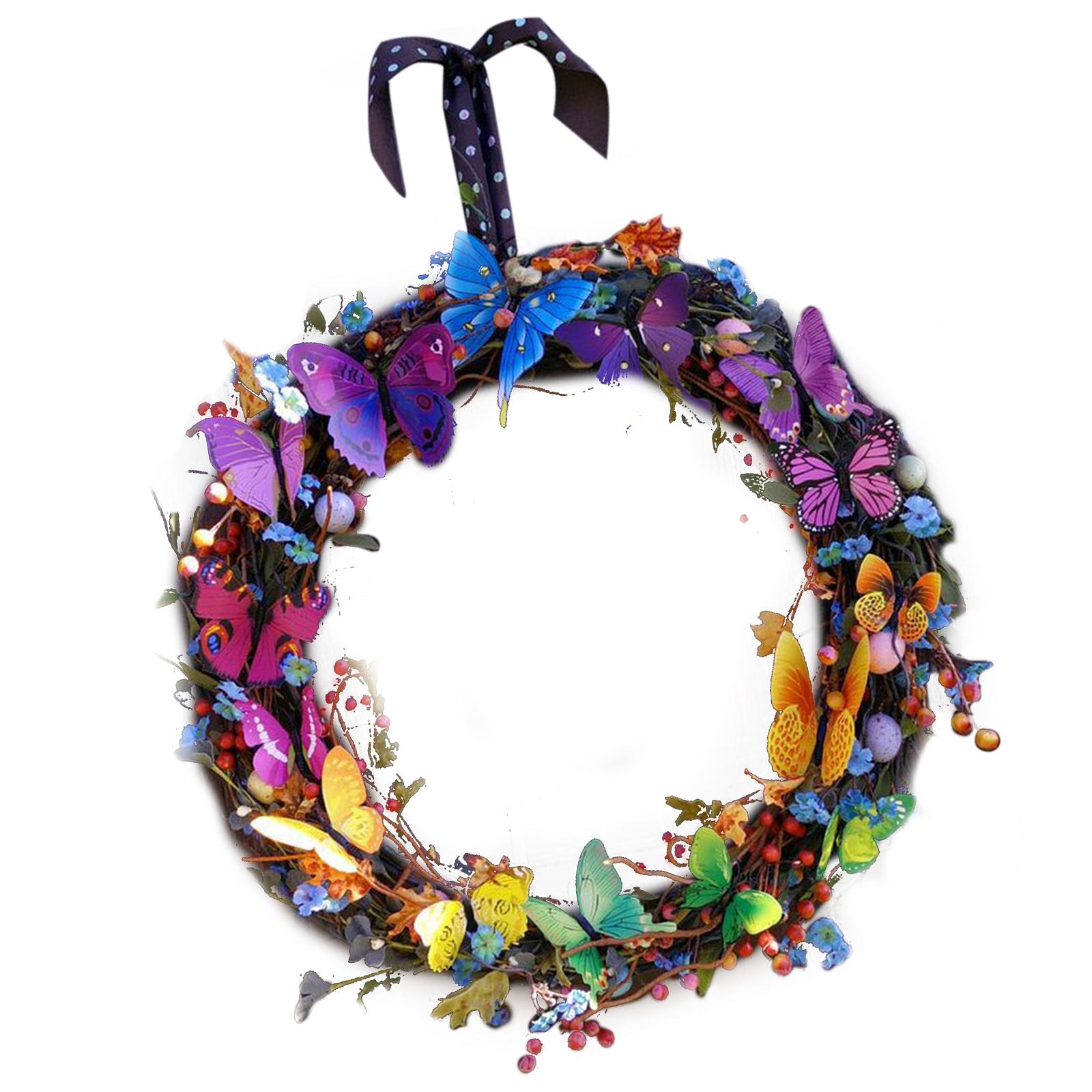 Magideal - De Mariposa De Simulación De 18 "", De Puerta Delantera, Colgante De Pared, Coronas De Primavera De Bienvenida De Ratán Para Boda,