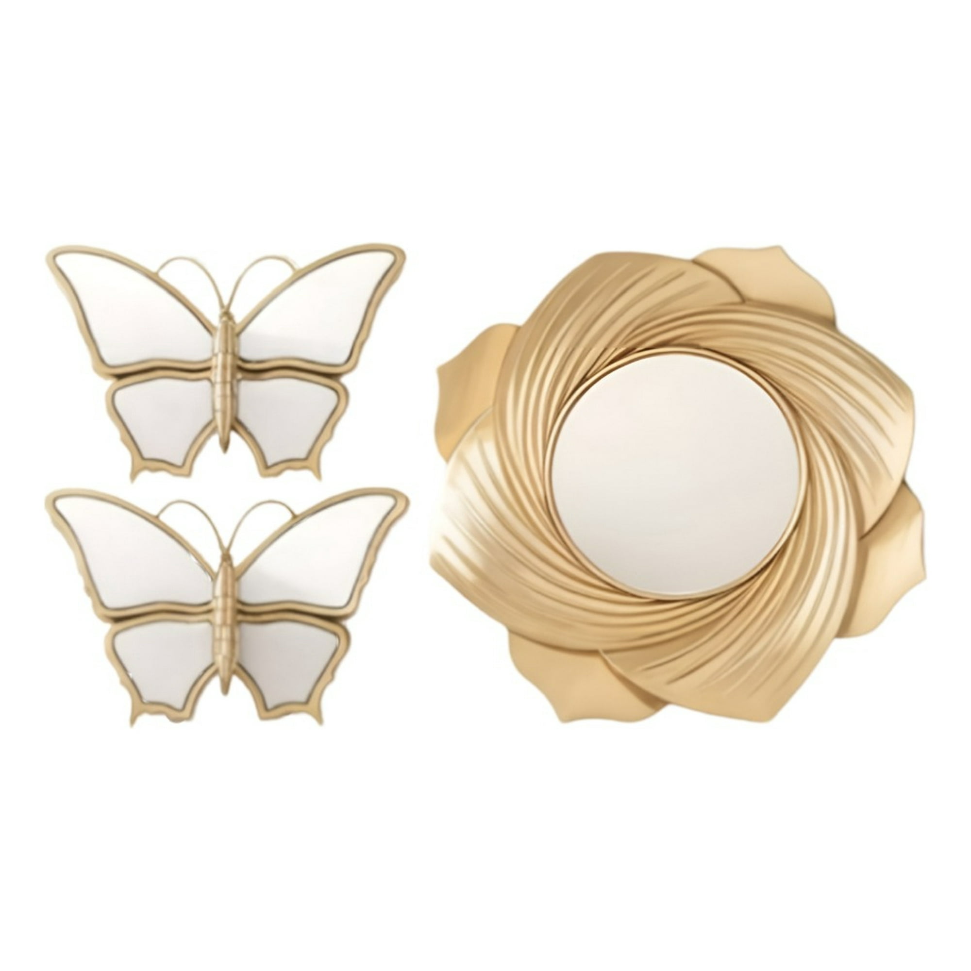 Genérico - Set De 3 Espejos Mariposa Decorativos Dorados Jhn