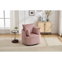 M&Ms - Pink Swivel Accent Chair,Round Swivel Barrel Chair,Armchair Upholstered Living Room Chair Corduroy Reading Chair Single Sofa Chair For Bedroom Apartment Office