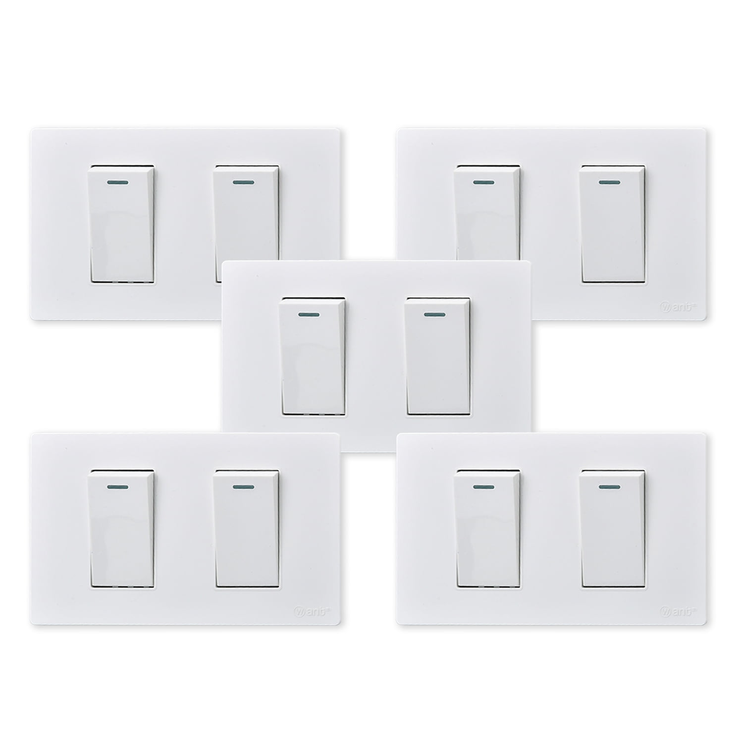Want - Pack 5 Interruptores Doble Metálico 9/12 16a - Blanco