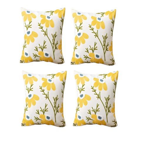 Genérico - Set De 4 Fundas De Cojin Bordadas 45X45Cm Blanco 06