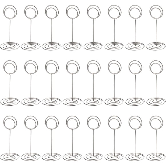Soporte para números de mesa TecUnite, paquete de 24 unidades, plata, 8,5 cm