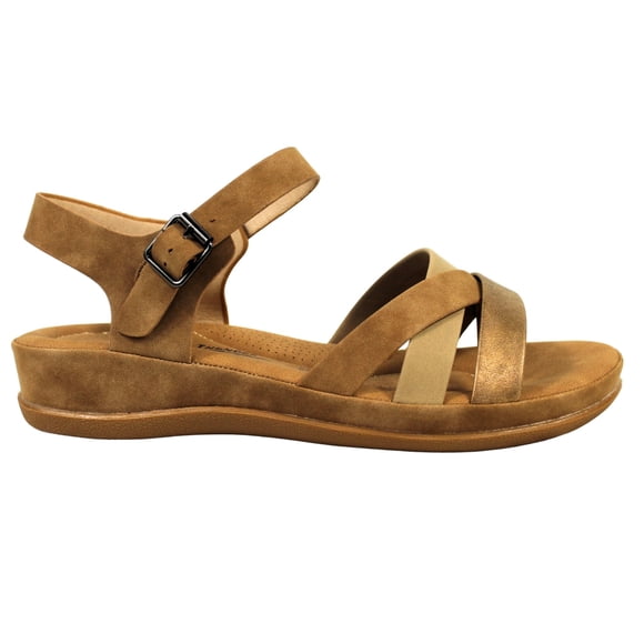 Sandalias Baja Mujer con Hebilla para Verano 12363 Café