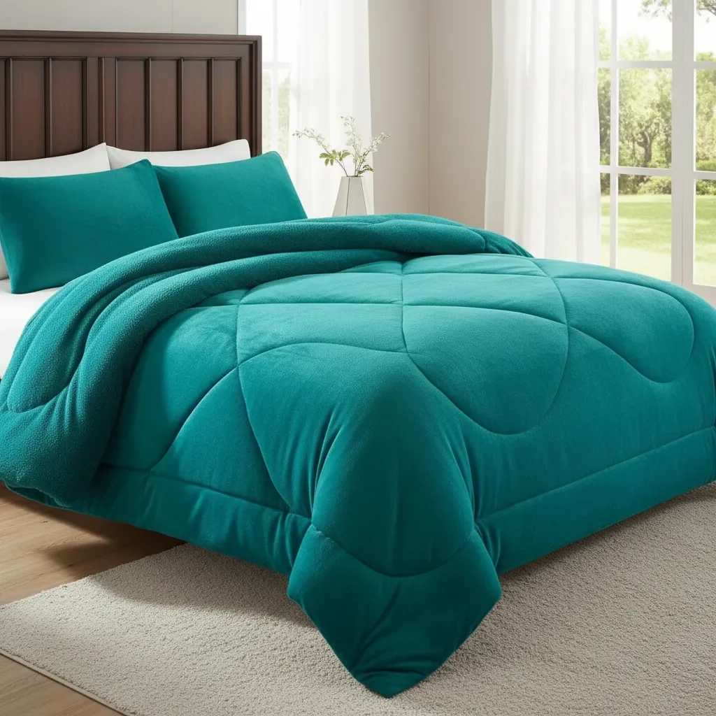 Casadeliacl - Plumon Pluch Para Colchón 1.5 Plazas Suave Y Cómoda Turquesa Lisa
