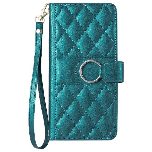 Funda Acolchada con Anilla y Correa para Samsung Galaxy S21 Slots para Tarjetas Verde