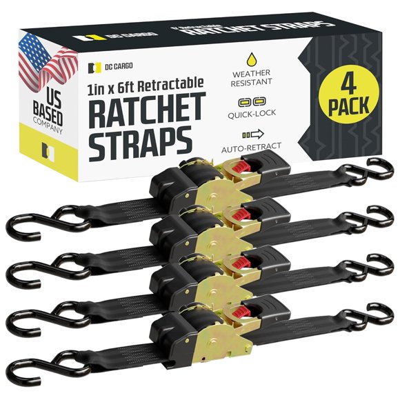 Cintas de Amarre DC Cargo Mall 2.5 cm x 1.8 m Retráctiles Paquete de 4