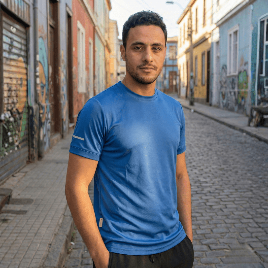 T-world - Polera Secado Rápido Hombre M/corta Antibacterial Reflectiva Azulino