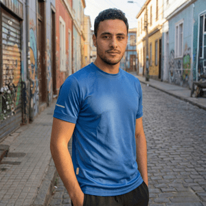 T-World - Polera Secado Rápido Hombre M/Corta Antibacterial Reflectiva Azulino