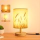 thumbnail image 1 of Lámpara EZIYIN LED con bombilla incluida, base de madera y pantalla de lino, 1 of 8