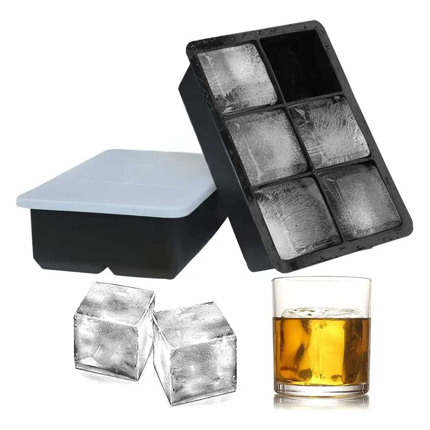 Genérico - Set 2 Molde Silicona 6 Cavidades Negro Con Tapa Reposteria